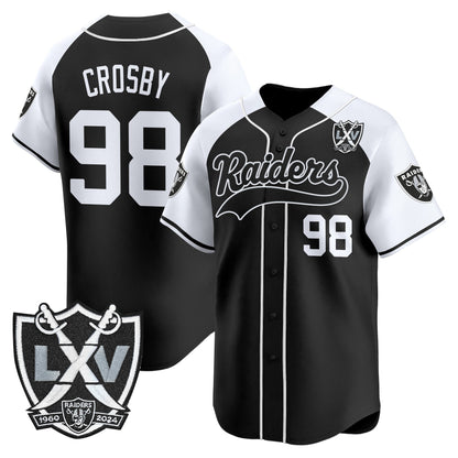 Las Vegas Raiders 65th Anniversary Patch Vapor Baseball Jersey - All Stitched