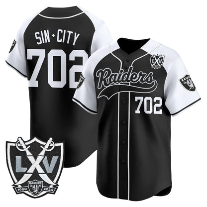 Las Vegas Raiders 65th Anniversary Patch Vapor Baseball Jersey - All Stitched