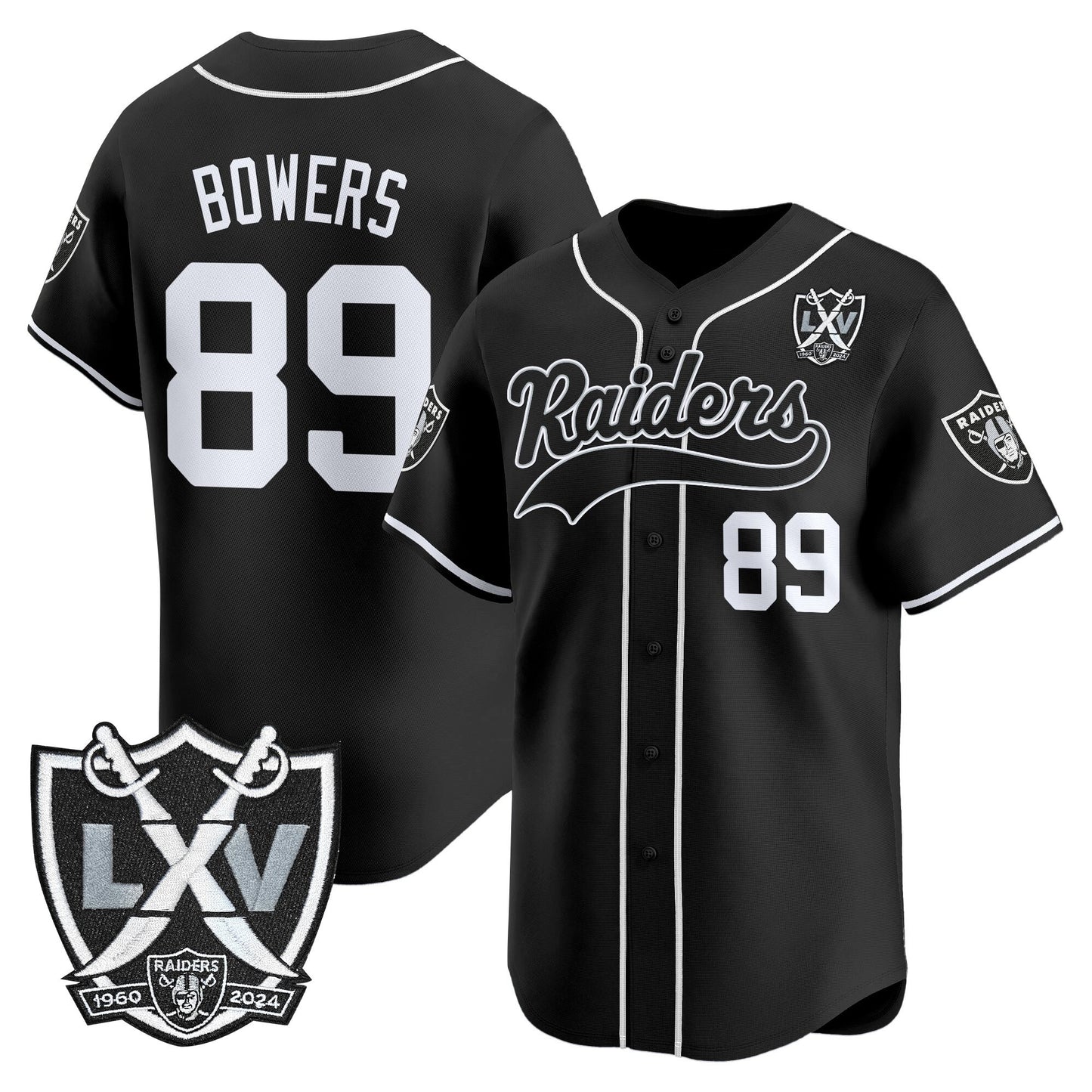 Las Vegas Raiders 65th Anniversary Patch Vapor Baseball Jersey - All Stitched