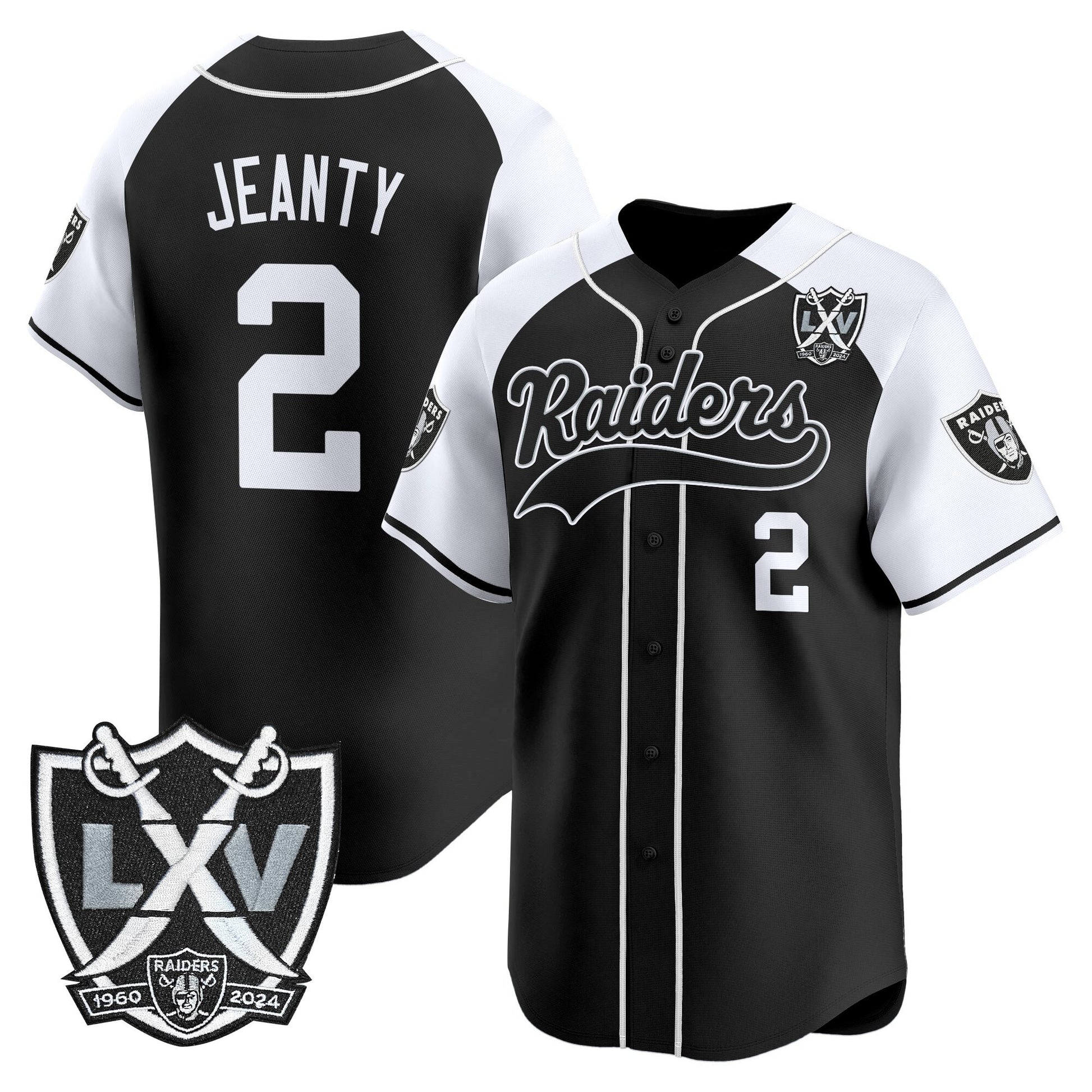 Las Vegas Raiders 65th Anniversary Patch Vapor Baseball Jersey - All Stitched