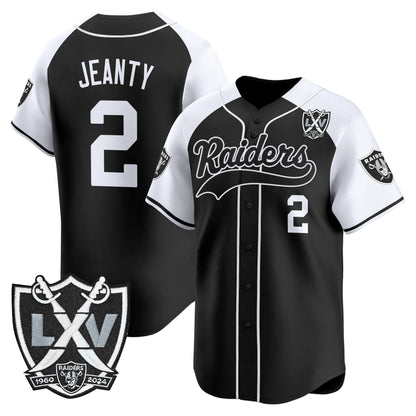 Las Vegas Raiders 65th Anniversary Patch Vapor Baseball Jersey - All Stitched