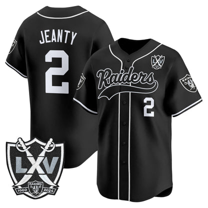 Las Vegas Raiders 65th Anniversary Patch Vapor Baseball Jersey - All Stitched