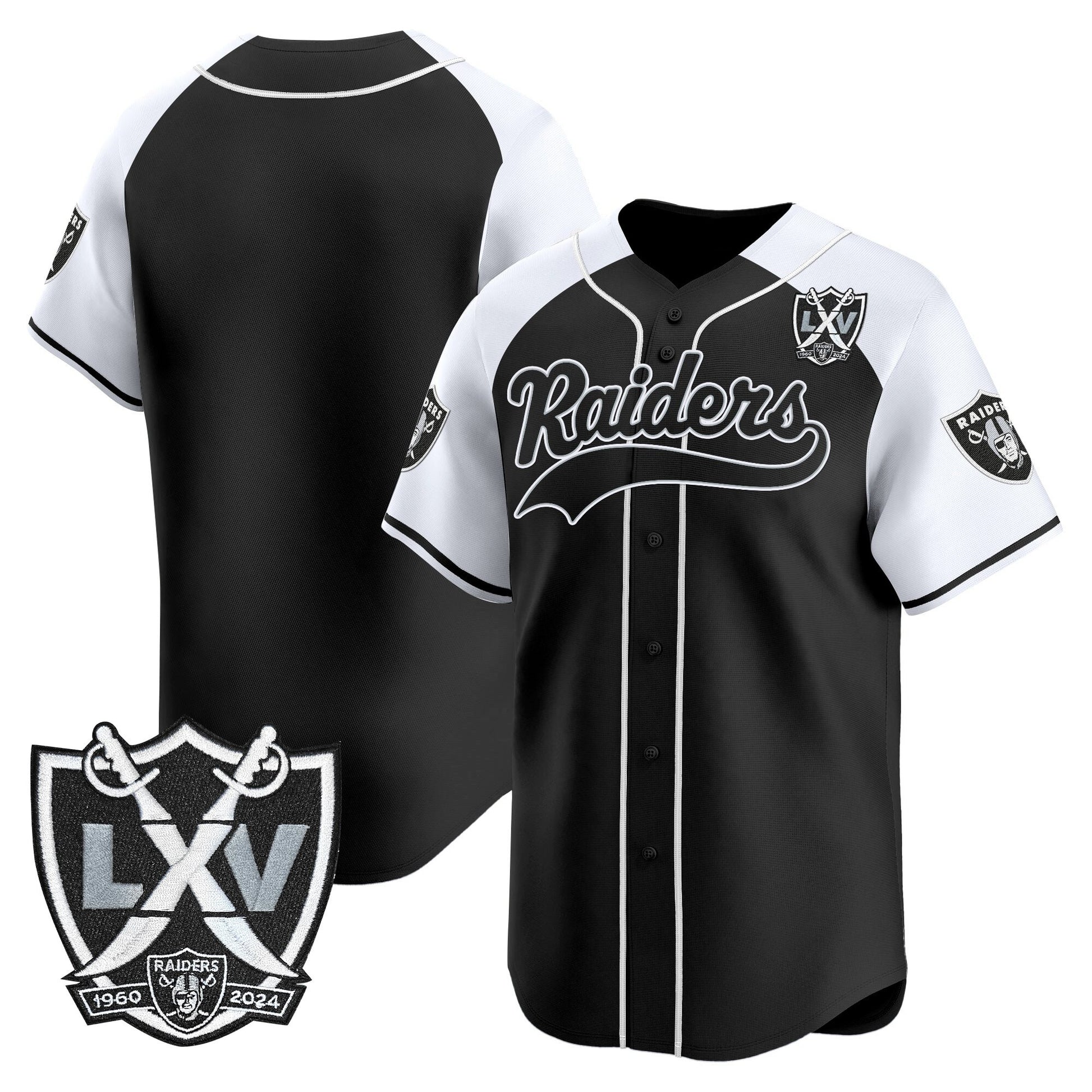 Las Vegas Raiders 65th Anniversary Patch Vapor Baseball Jersey - All Stitched