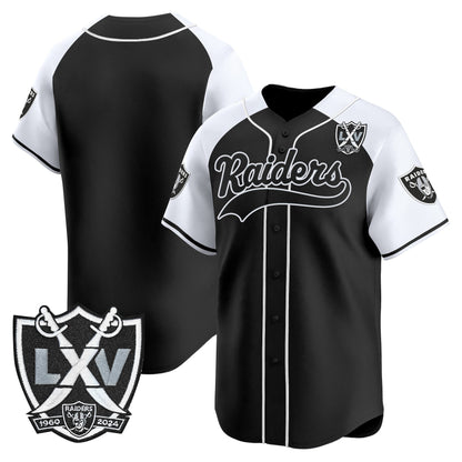 Las Vegas Raiders 65th Anniversary Patch Vapor Baseball Jersey - All Stitched