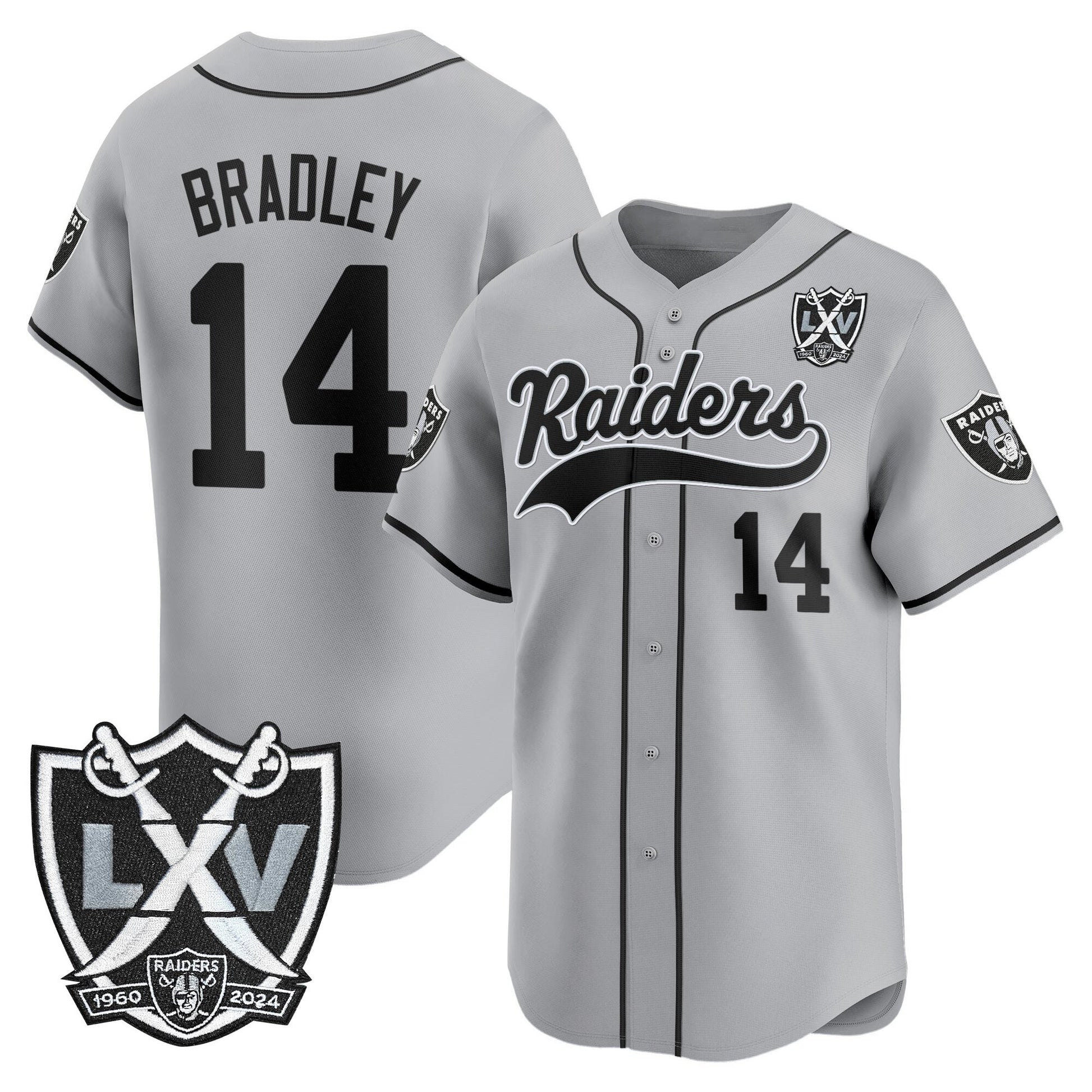 Las Vegas Raiders 65th Anniversary Patch Vapor Baseball Jersey - All Stitched
