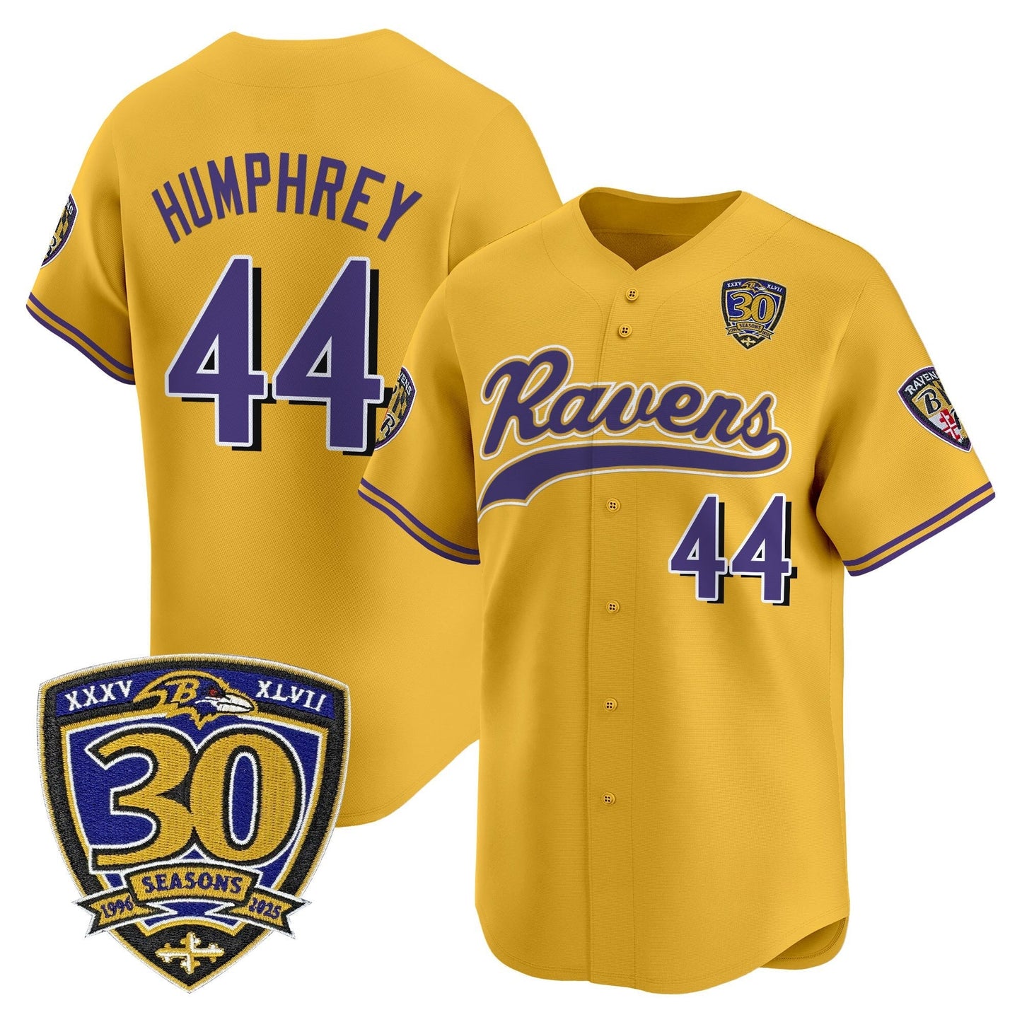 Men's Baltimore Ravens 2025 Vapor Baseball Jersey - 30th Anniversary Patch - All Stitched
