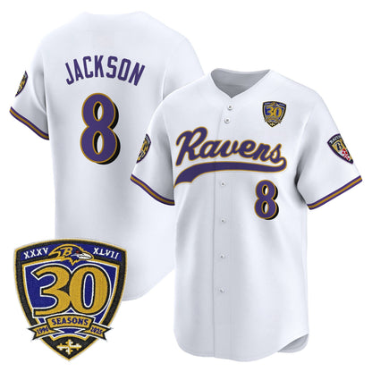 Men's Baltimore Ravens 2025 Vapor Baseball Jersey - 30th Anniversary Patch - All Stitched