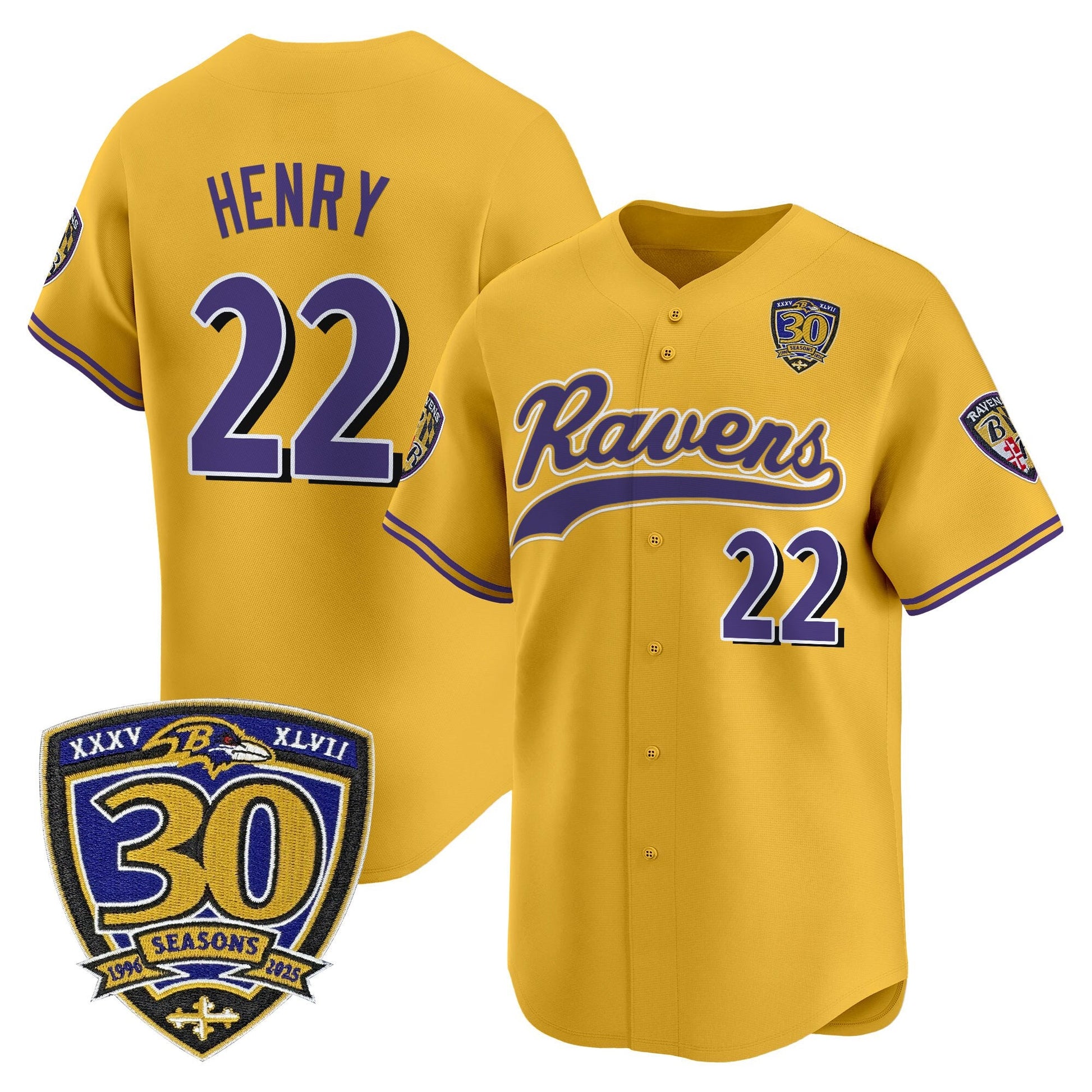 Men's Baltimore Ravens 2025 Vapor Baseball Jersey - 30th Anniversary Patch - All Stitched