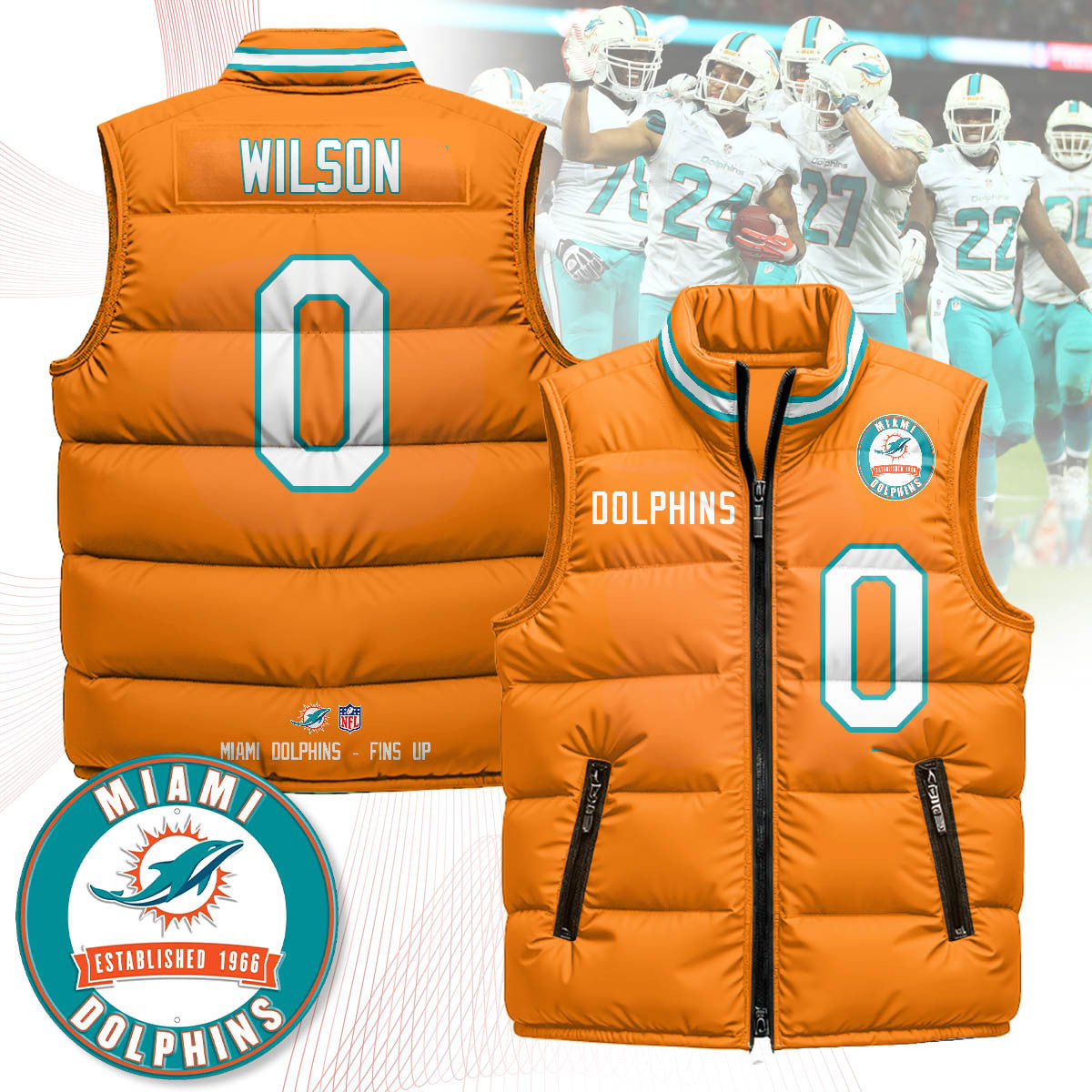 Miami Dolphins Unisex Puffer Vest