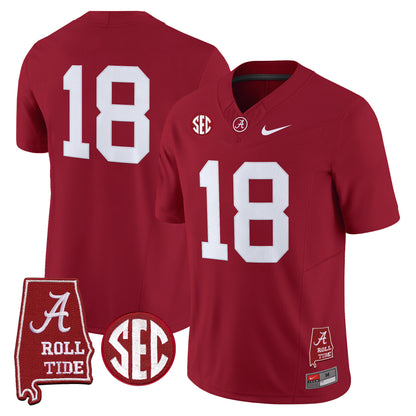Men's Alabama Crimson Tide 2025 Vapor Limited Jersey - Alabama Map - All Stitched