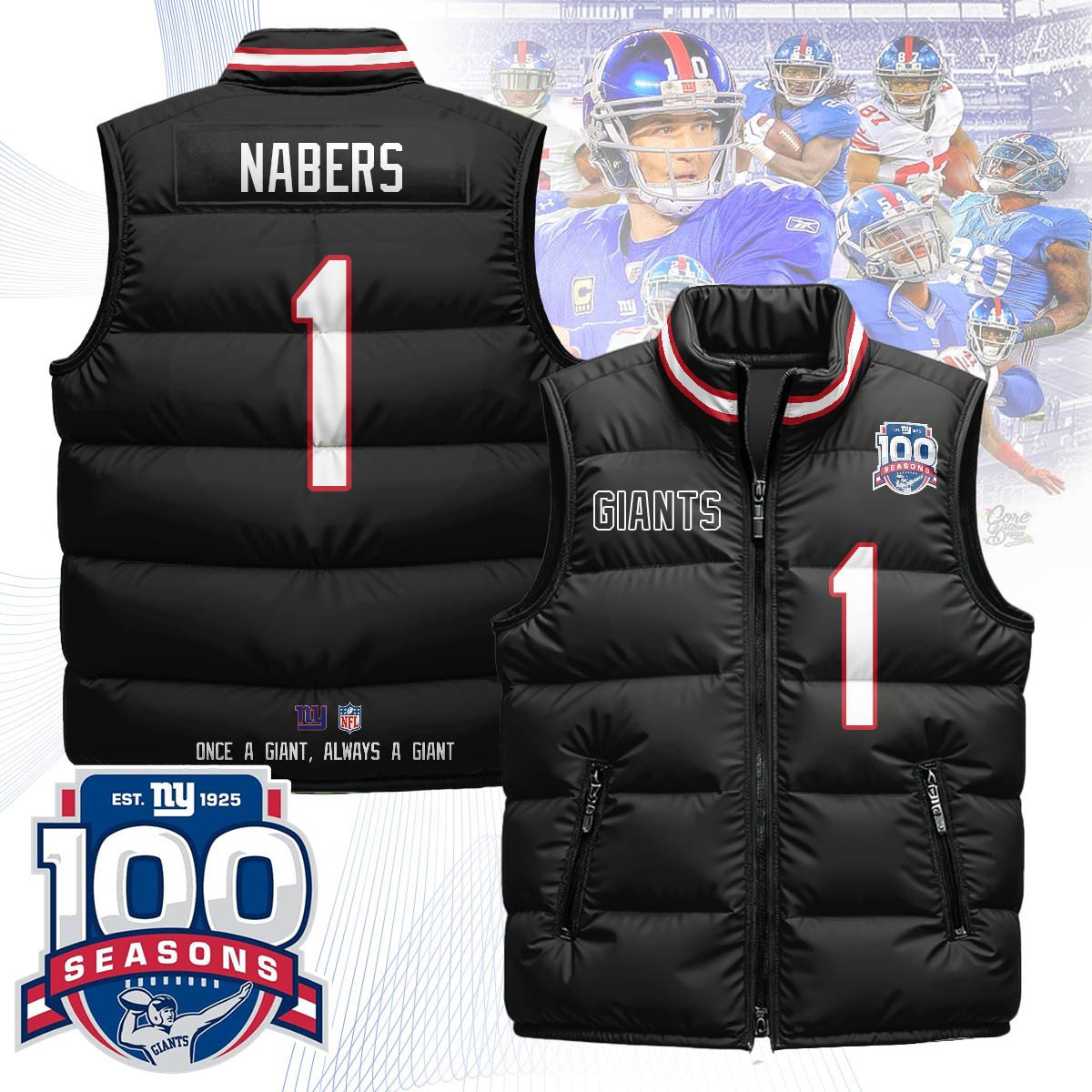 New York Giants Unisex Puffer Vest