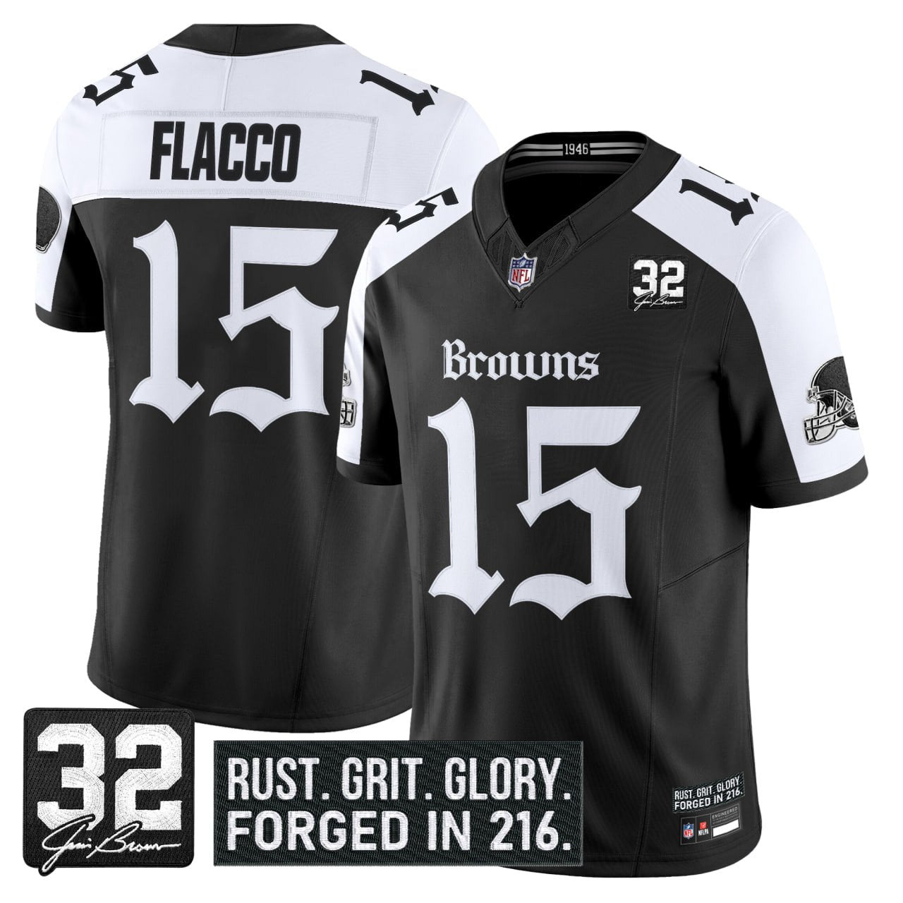 Men's Cleveland Browns 'Gothic Dawg Shadows Drop' Vapor Limited Jersey - All Stitched