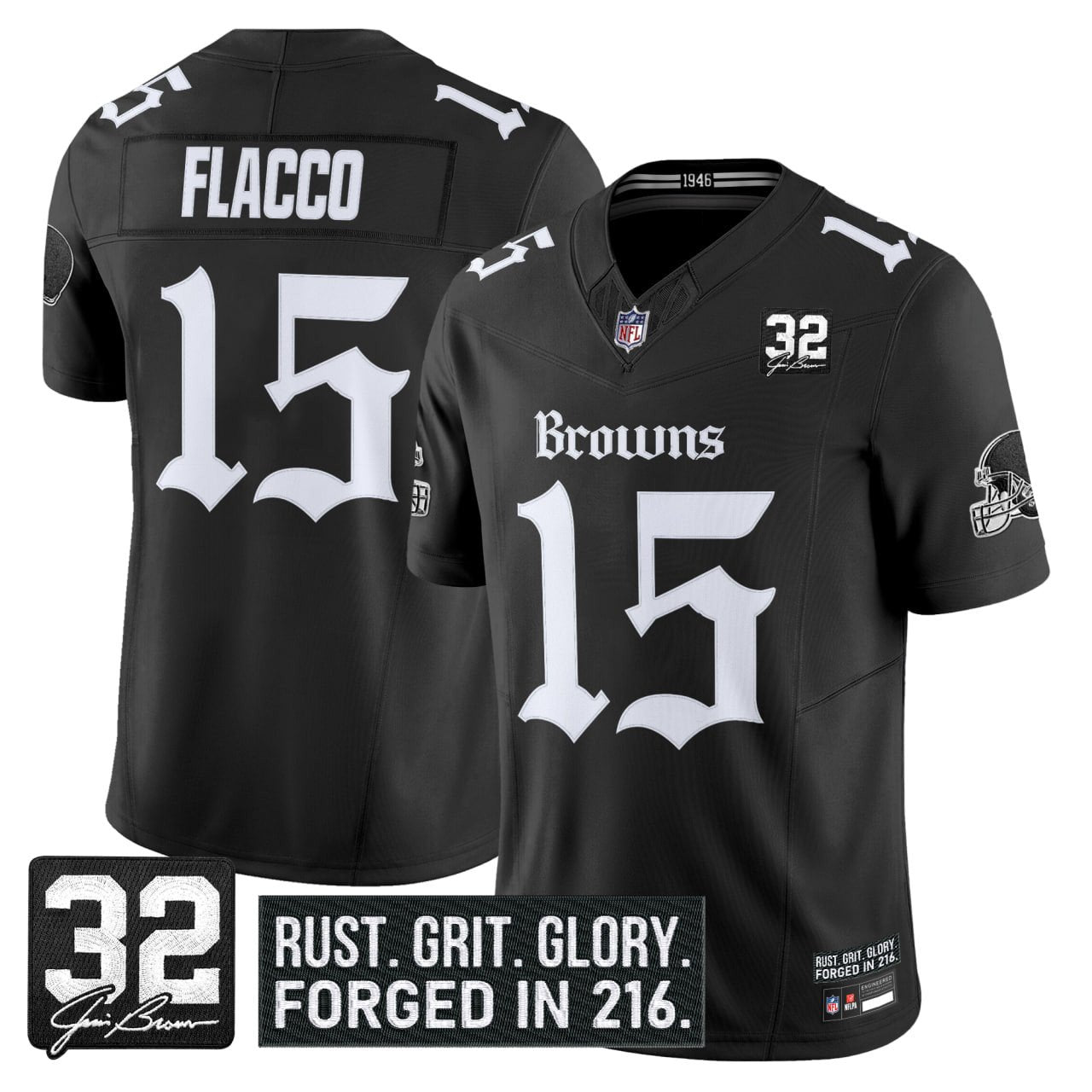 Men's Cleveland Browns 'Gothic Dawg Shadows Drop' Vapor Limited Jersey - All Stitched