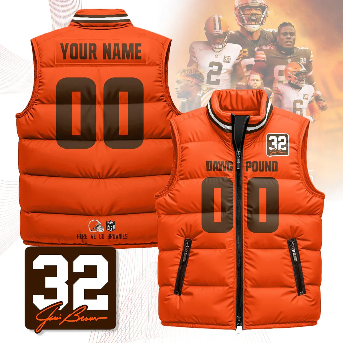 Custom Cleveland Browns Unisex Puffer Vest