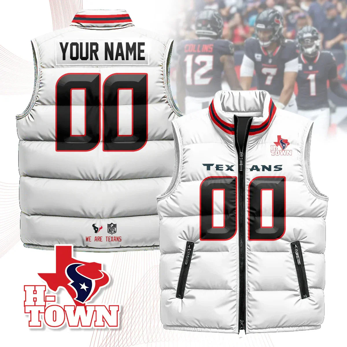 Custom Houston Texans Unisex Puffer Vest