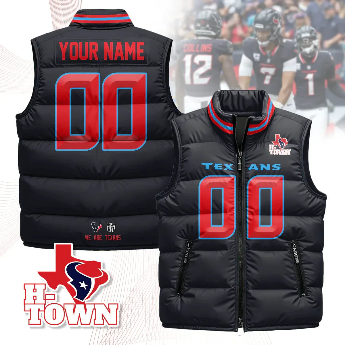 Custom Houston Texans Unisex Puffer Vest