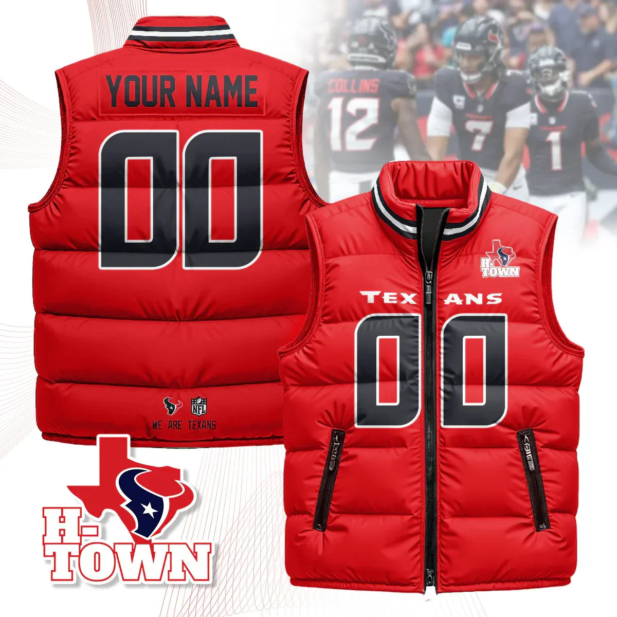Custom Houston Texans Unisex Puffer Vest