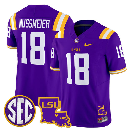 Men's LSU Tigers 2025 Louisiana Patch Vapor Limited Jersey - All Stitched