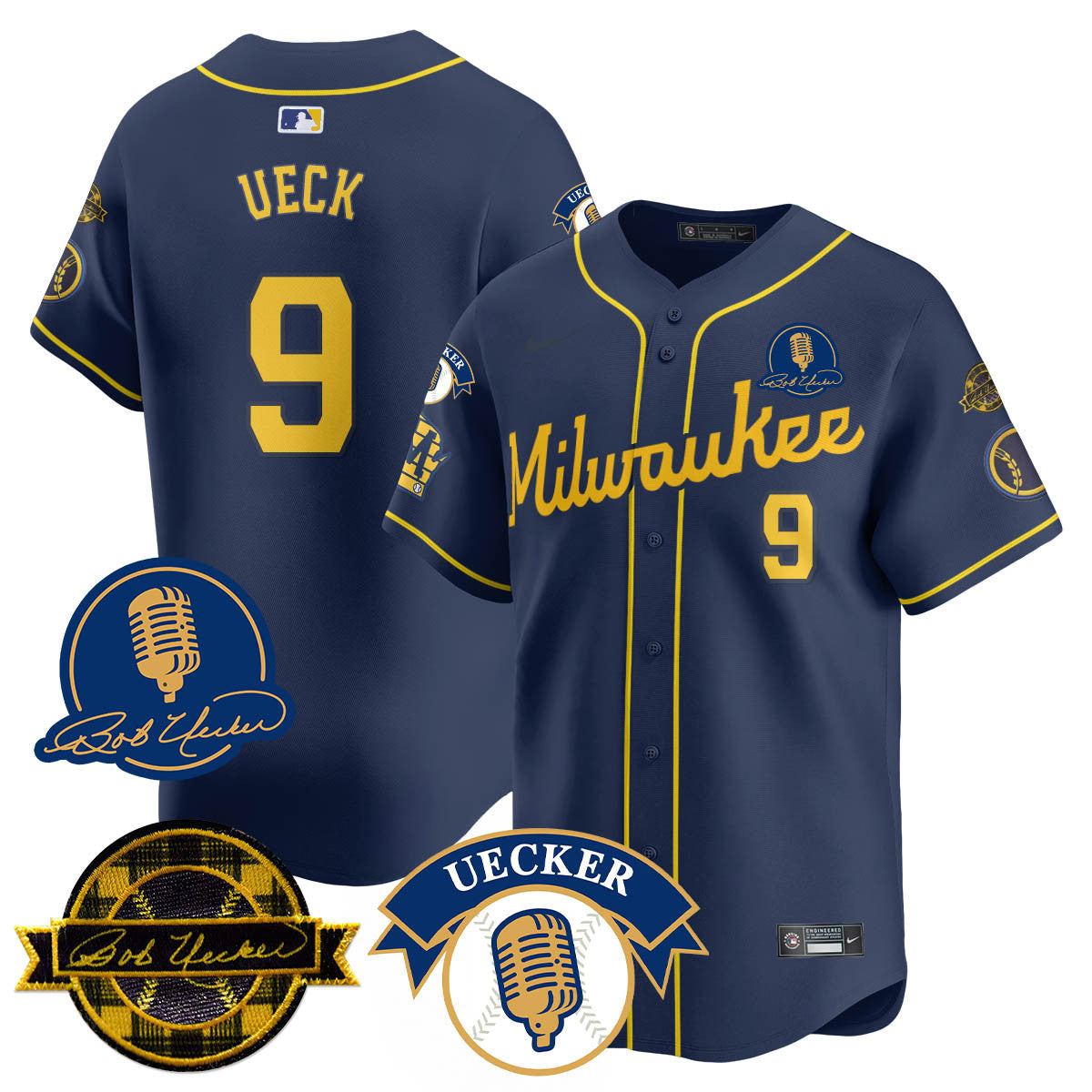 Men's Milwaukee Brewers 2025 Limited Jersey - Bob Uecker Patch - All Stitched