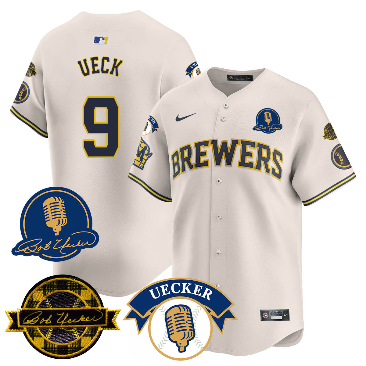 Men's Milwaukee Brewers 2025 Limited Jersey - Bob Uecker Patch - All Stitched