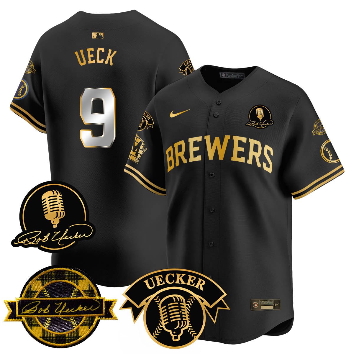 Men's Milwaukee Brewers 2025 Limited Jersey - Bob Uecker Patch - All Stitched