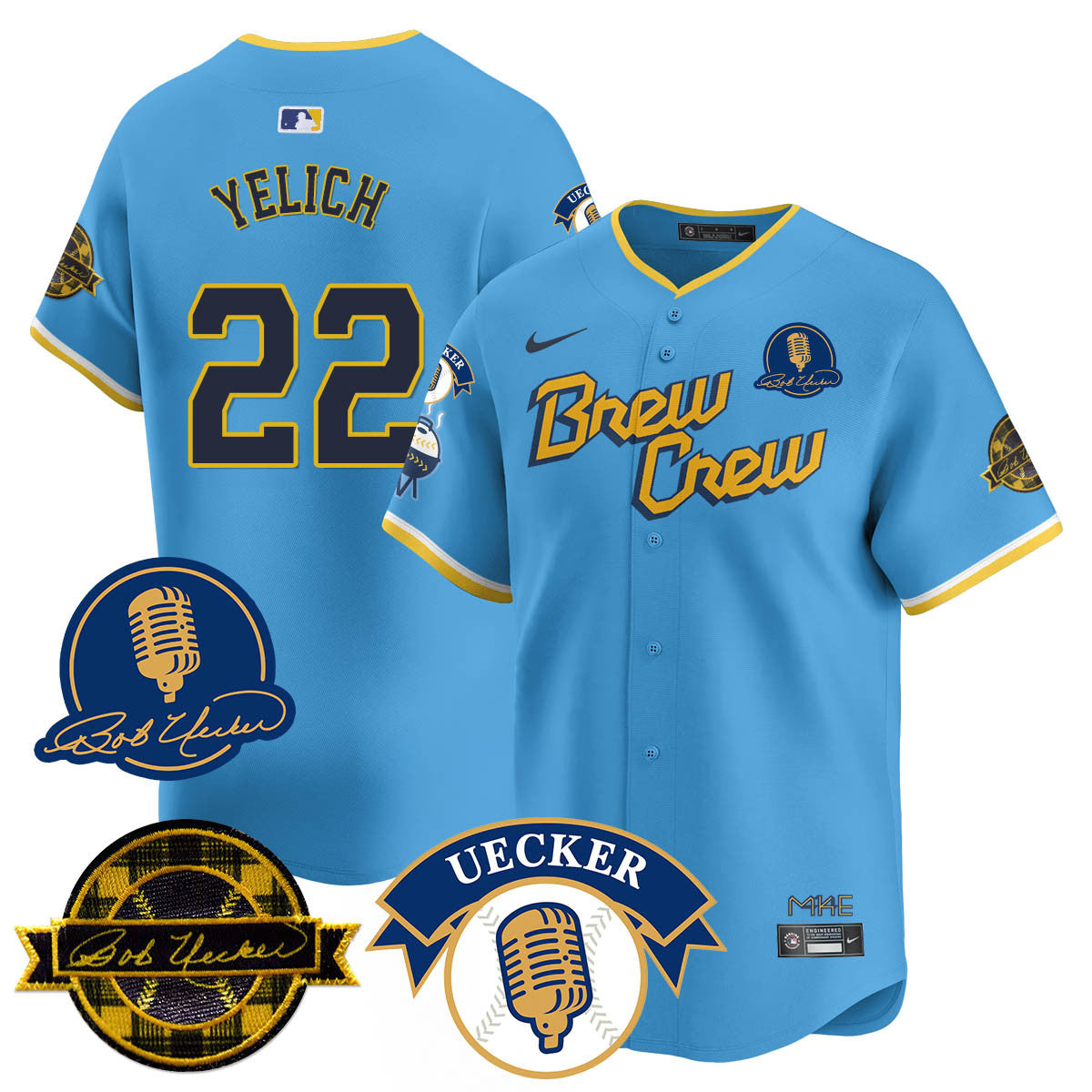 Men's Milwaukee Brewers 2025 Limited Jersey - Bob Uecker Patch - All Stitched