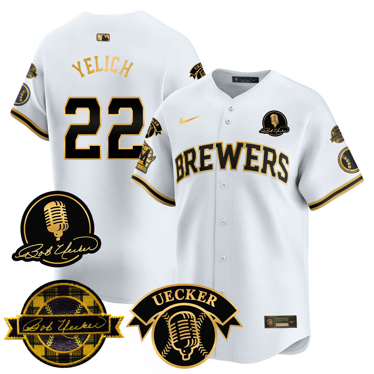 Men's Milwaukee Brewers 2025 Limited Jersey - Bob Uecker Patch - All Stitched