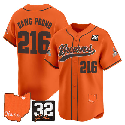 Men's Cleveland Browns '#32 Jim Brown Memorial & Home Patch' Vapor Baseball Jersey - All Stitched