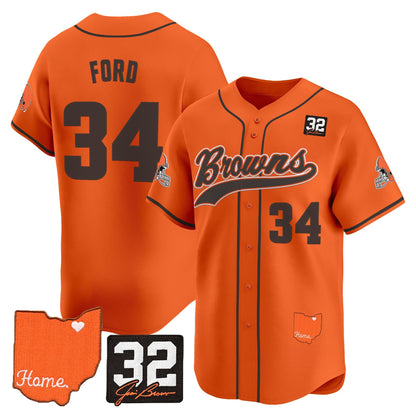 Men's Cleveland Browns '#32 Jim Brown Memorial & Home Patch' Vapor Baseball Jersey - All Stitched