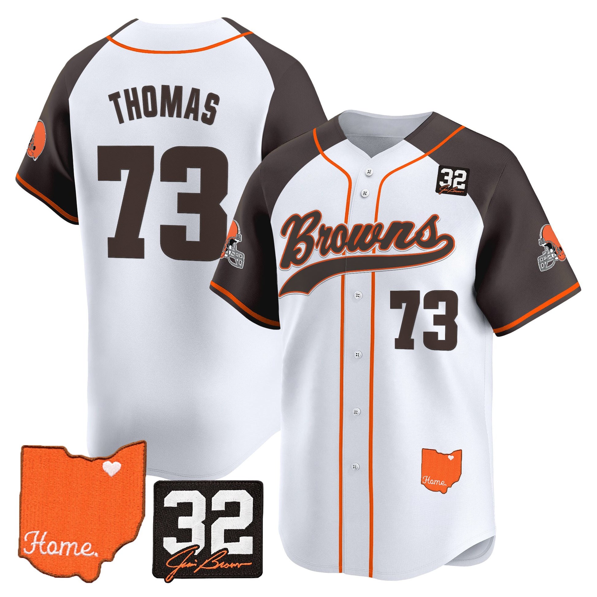 Men's Cleveland Browns '#32 Jim Brown Memorial & Home Patch' Vapor Baseball Jersey - All Stitched