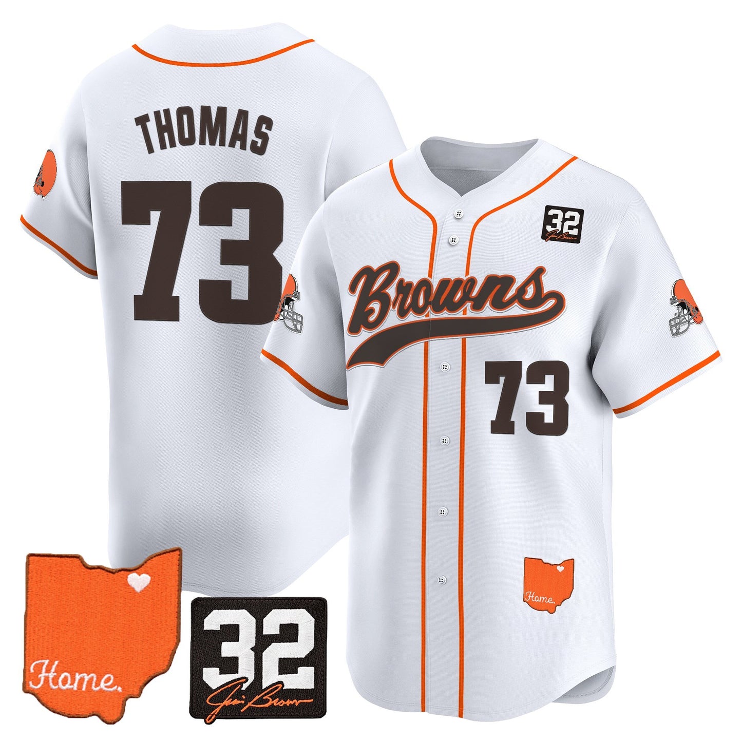 Men's Cleveland Browns '#32 Jim Brown Memorial & Home Patch' Vapor Baseball Jersey - All Stitched