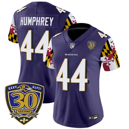 Women's Baltimore Ravens 'Maryland Flag Edition' Vapor Limited Jersey - 30th Anniversary Patch - All Stitched