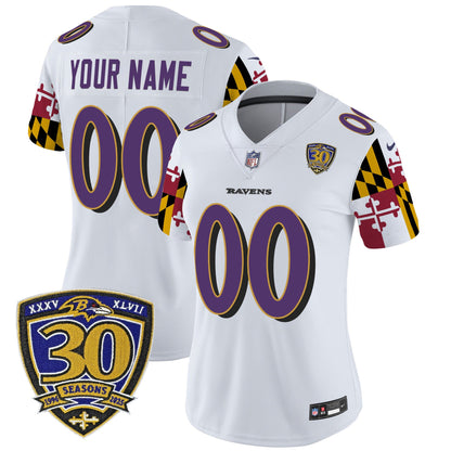 Baltimore Ravens 'Maryland Flag Edition' Vapor Limited Custom Jersey - 30th Anniversary Patch - All Stitched
