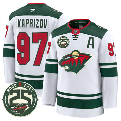 Men's Minnesota Wild 25th Anniversary Patch Premium Jersey - All Stitched