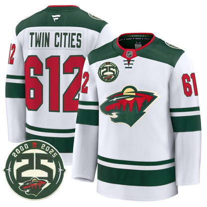 Men's Minnesota Wild 25th Anniversary Patch Premium Jersey - All Stitched