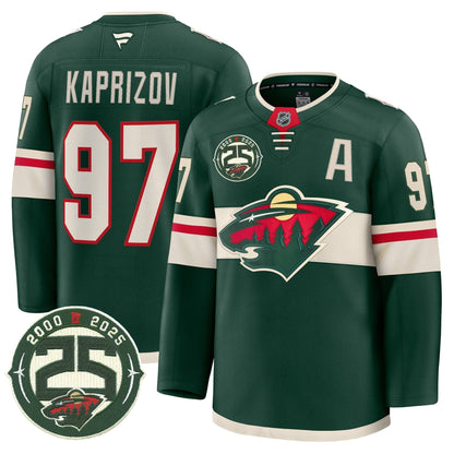 Men's Minnesota Wild 25th Anniversary Patch Premium Jersey - All Stitched