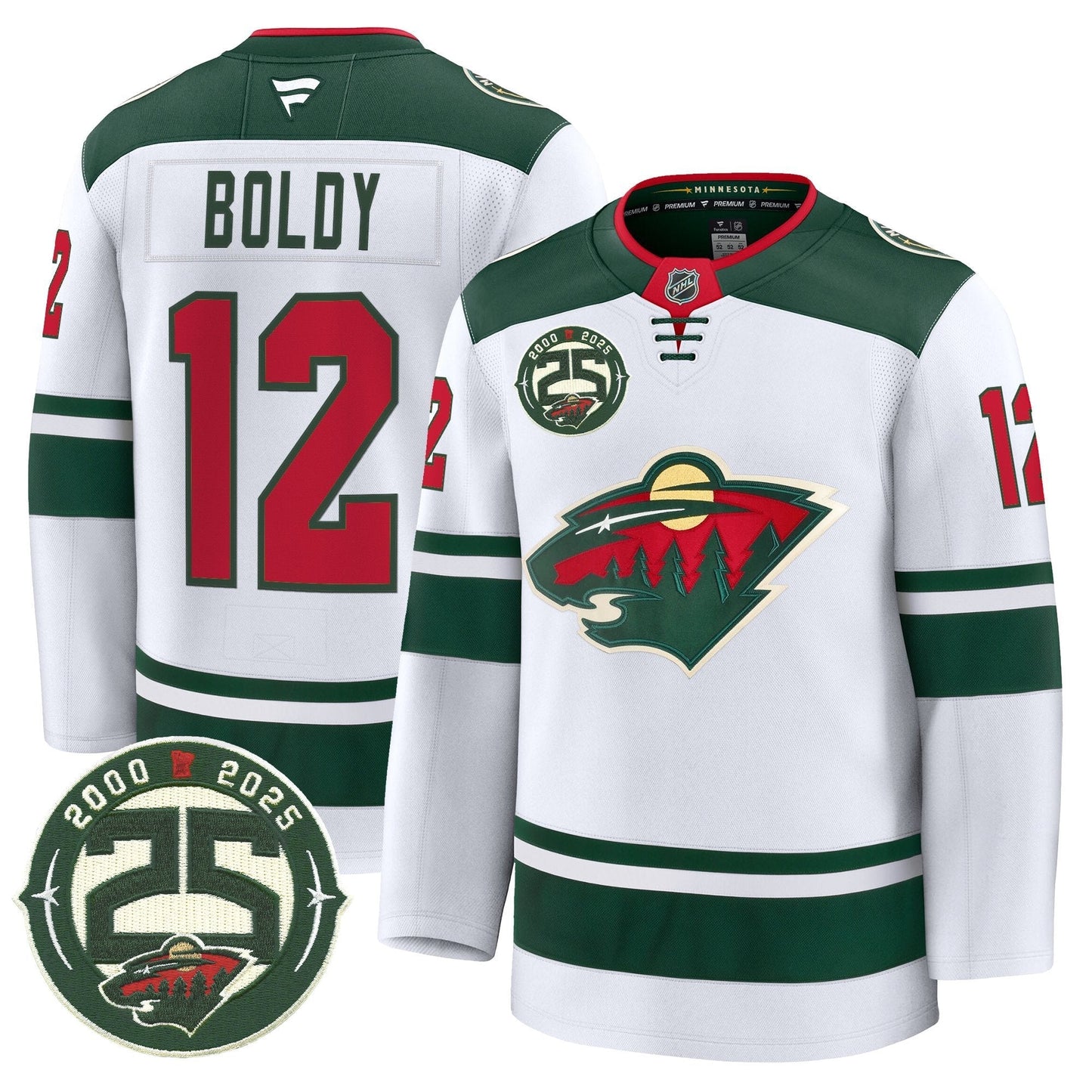 Men's Minnesota Wild 25th Anniversary Patch Premium Jersey - All Stitched