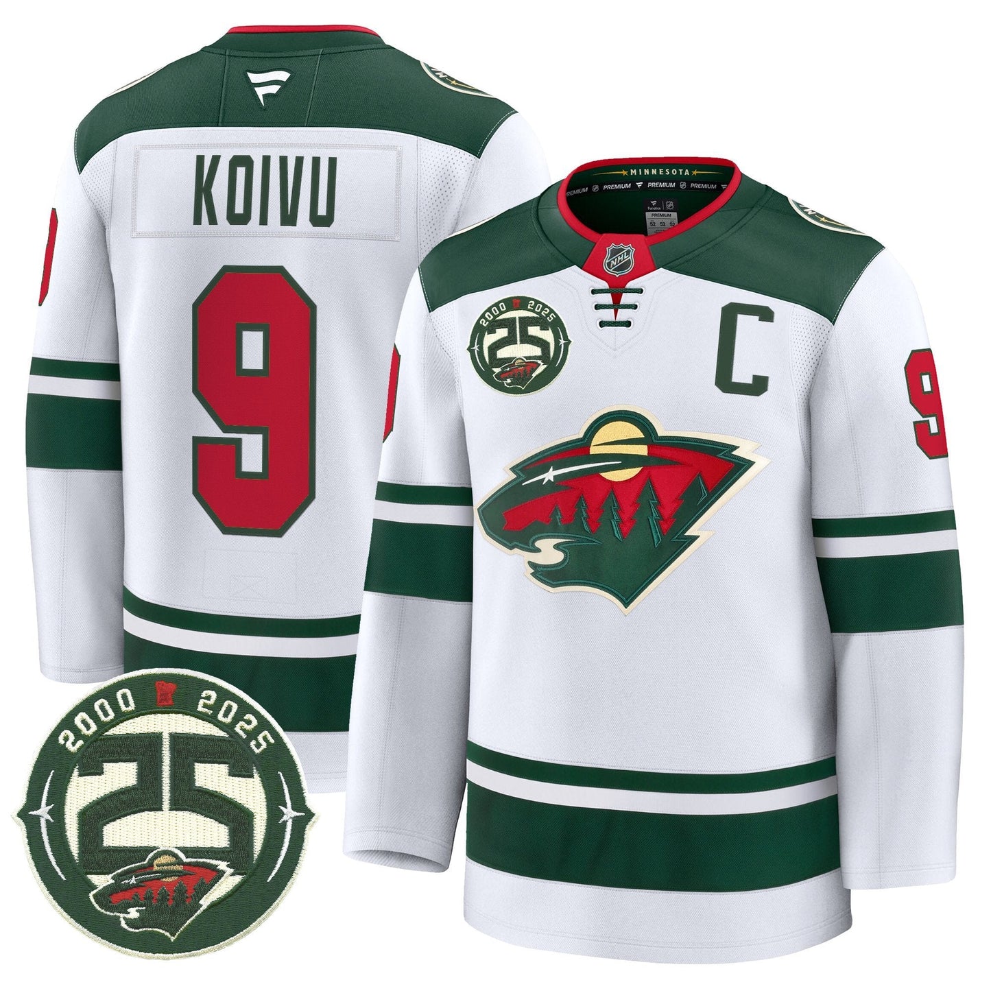 Men's Minnesota Wild 25th Anniversary Patch Premium Jersey - All Stitched