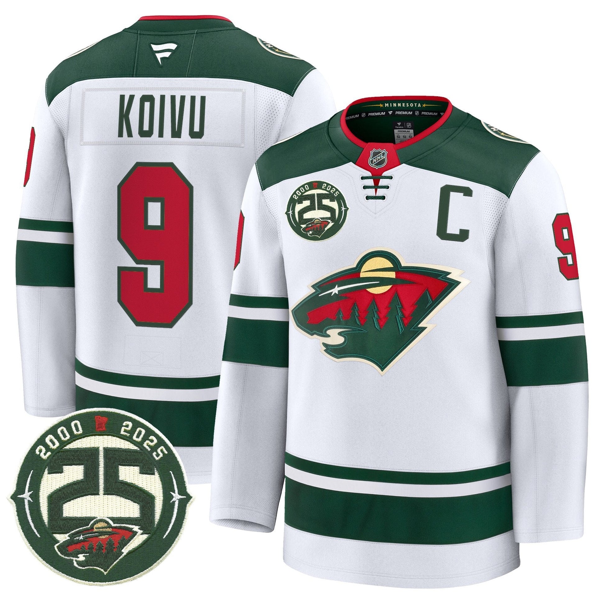Men's Minnesota Wild 25th Anniversary Patch Premium Jersey - All Stitched