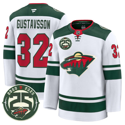 Men's Minnesota Wild 25th Anniversary Patch Premium Jersey - All Stitched