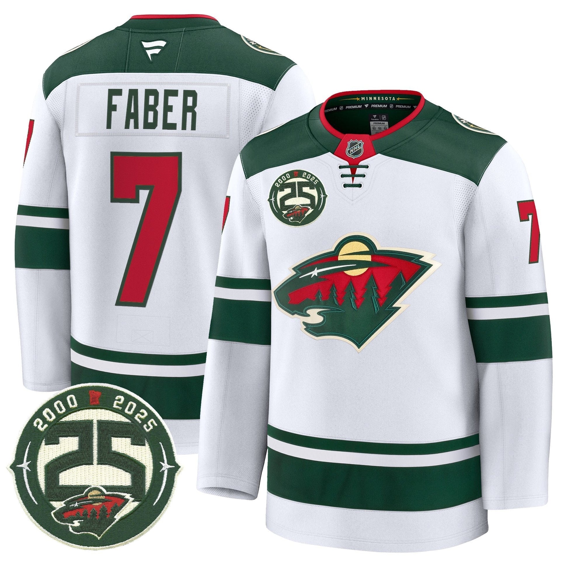 Men's Minnesota Wild 25th Anniversary Patch Premium Jersey - All Stitched