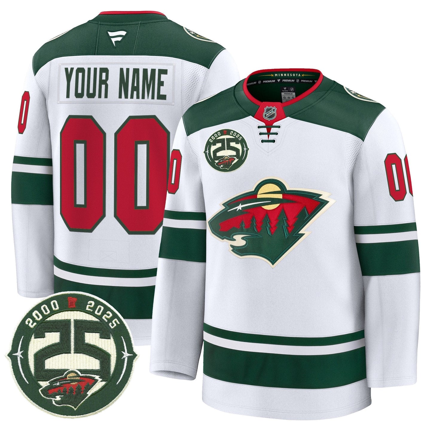 Minnesota Wild 25th Anniversary Patch Premium Custom Jersey - All Stitched