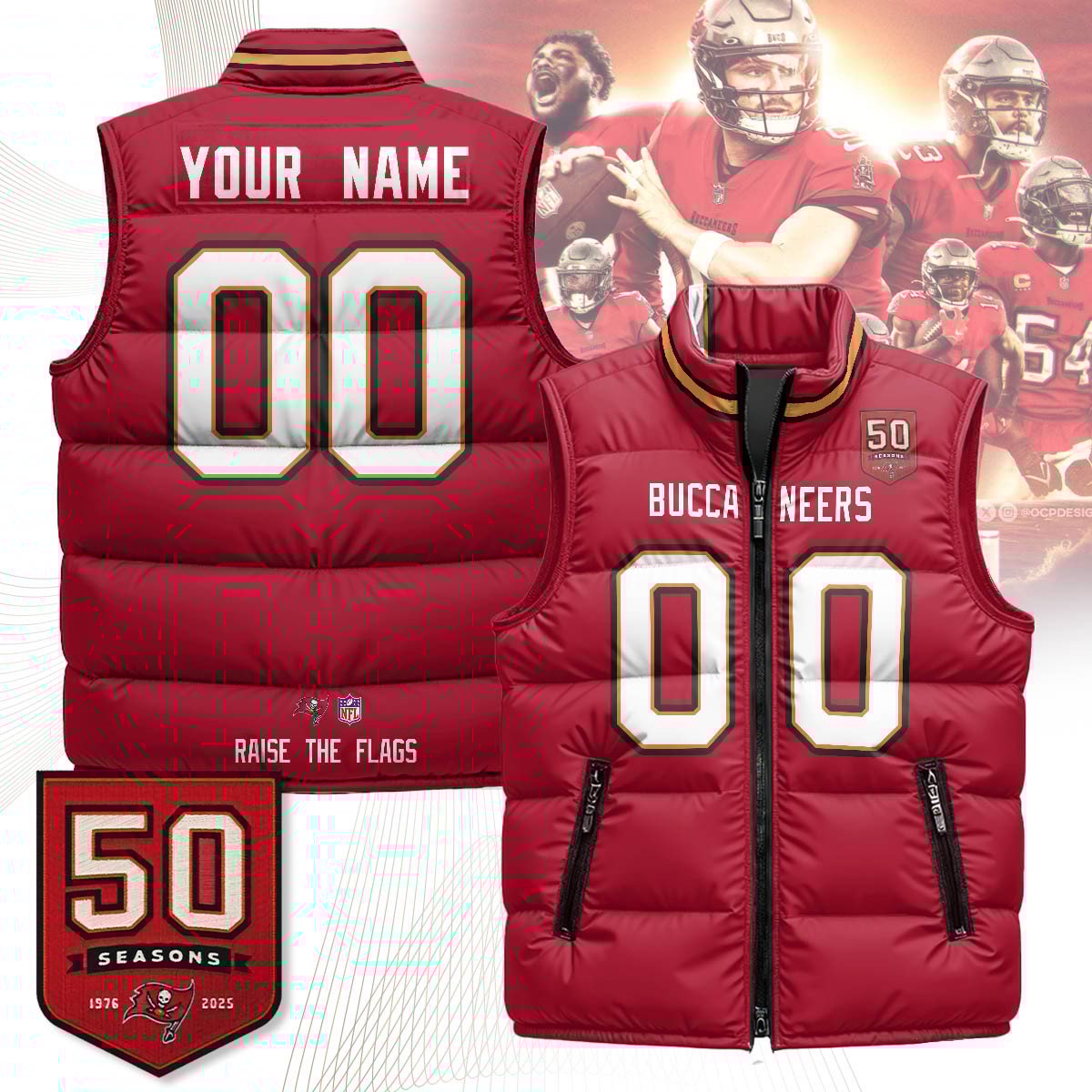 Custom Tampa Bay Buccaneers Unisex Puffer Vest