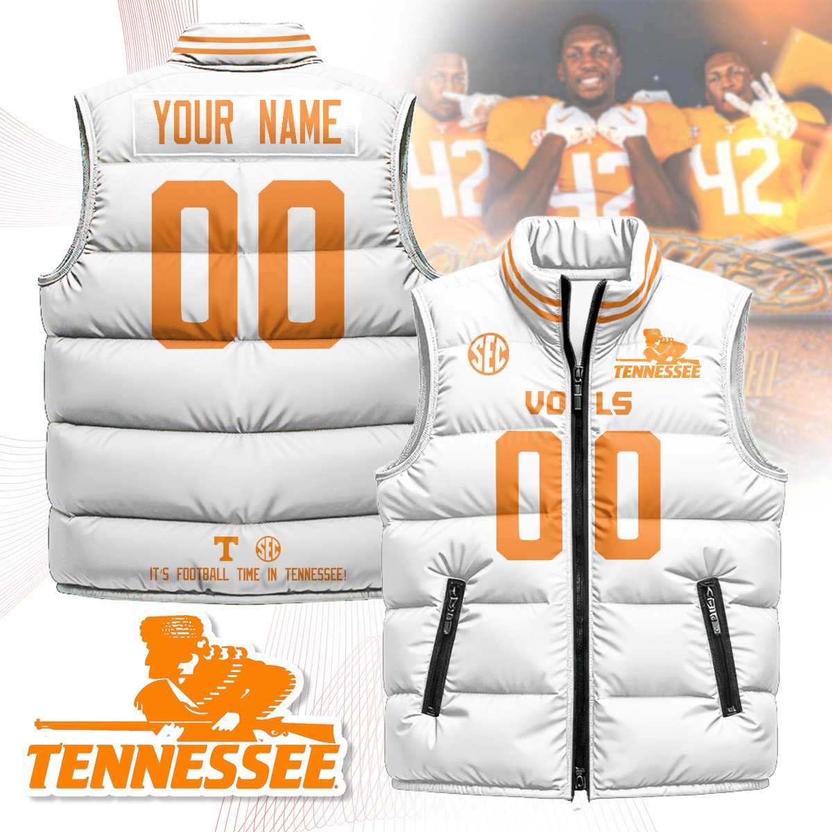 Custom Tennessee Volunteers Unisex Puffer Vest