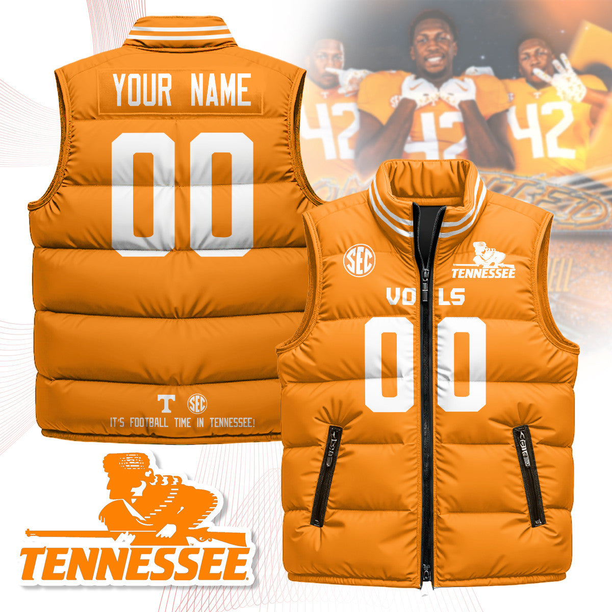Custom Tennessee Volunteers Unisex Puffer Vest