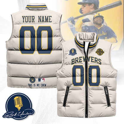 Custom Milwaukee Brewers Unisex Puffer Vest