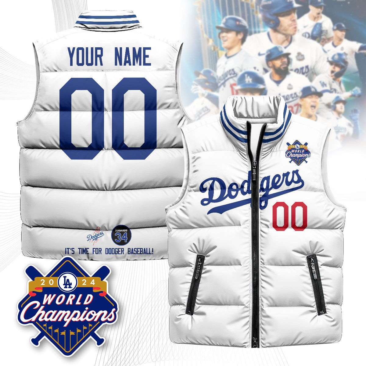 Custom Los Angeles Dodgers Unisex Puffer Vest