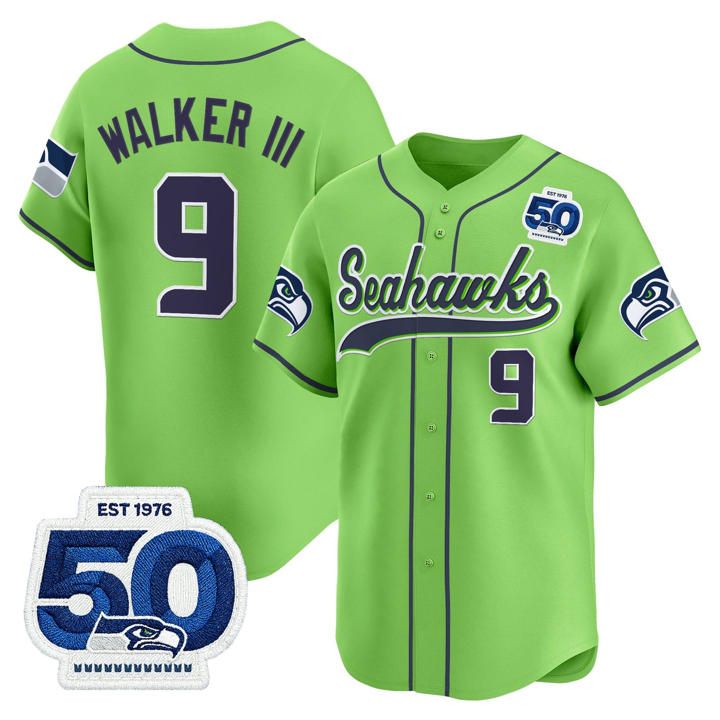 Men's Seattle Seahawks 50th Anniversary Vapor Baseball Jersey - All Stitched