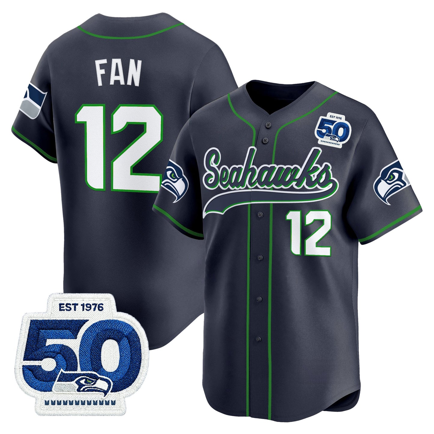 Men's Seattle Seahawks 50th Anniversary Vapor Baseball Jersey - All Stitched