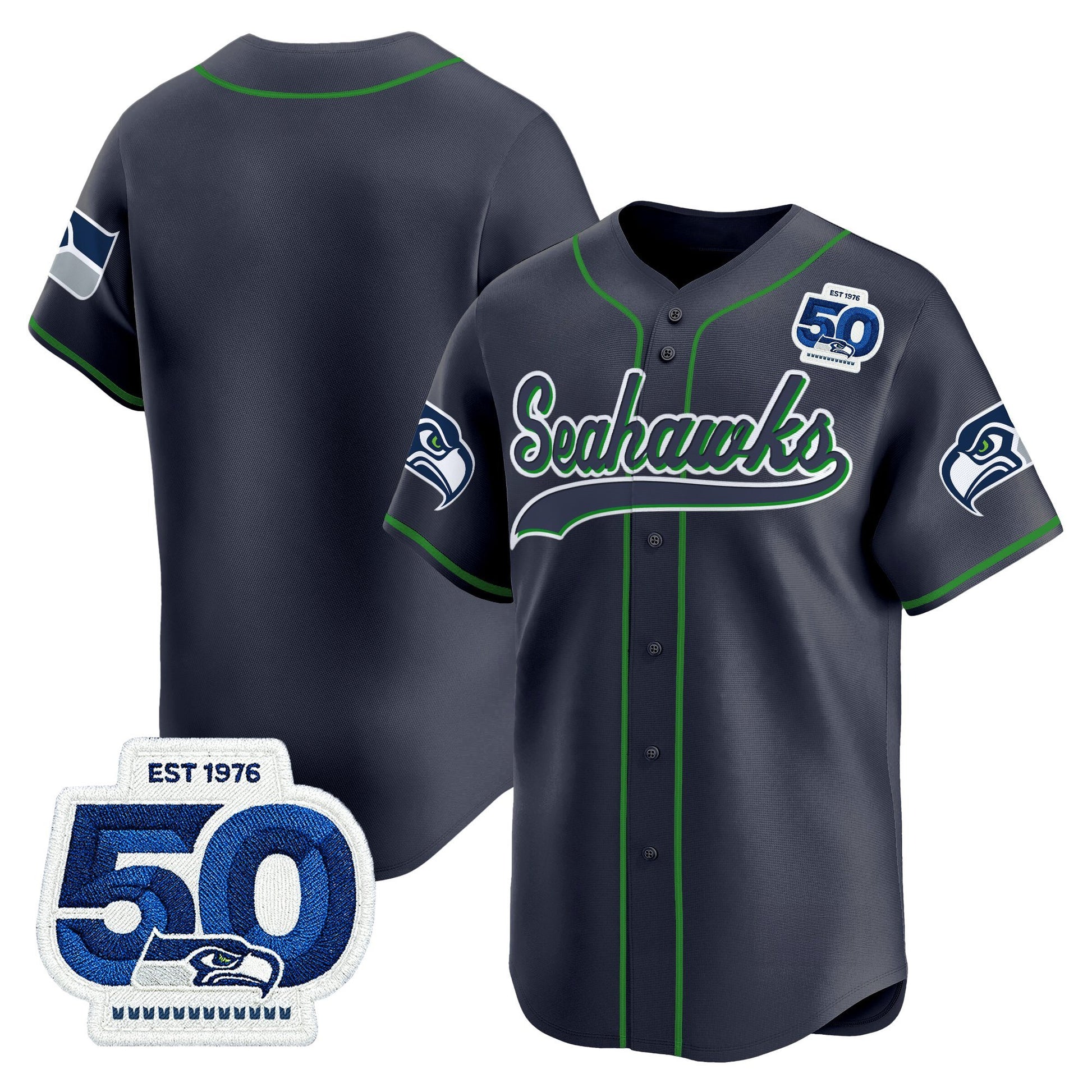 Men's Seattle Seahawks 50th Anniversary Vapor Baseball Jersey - All Stitched